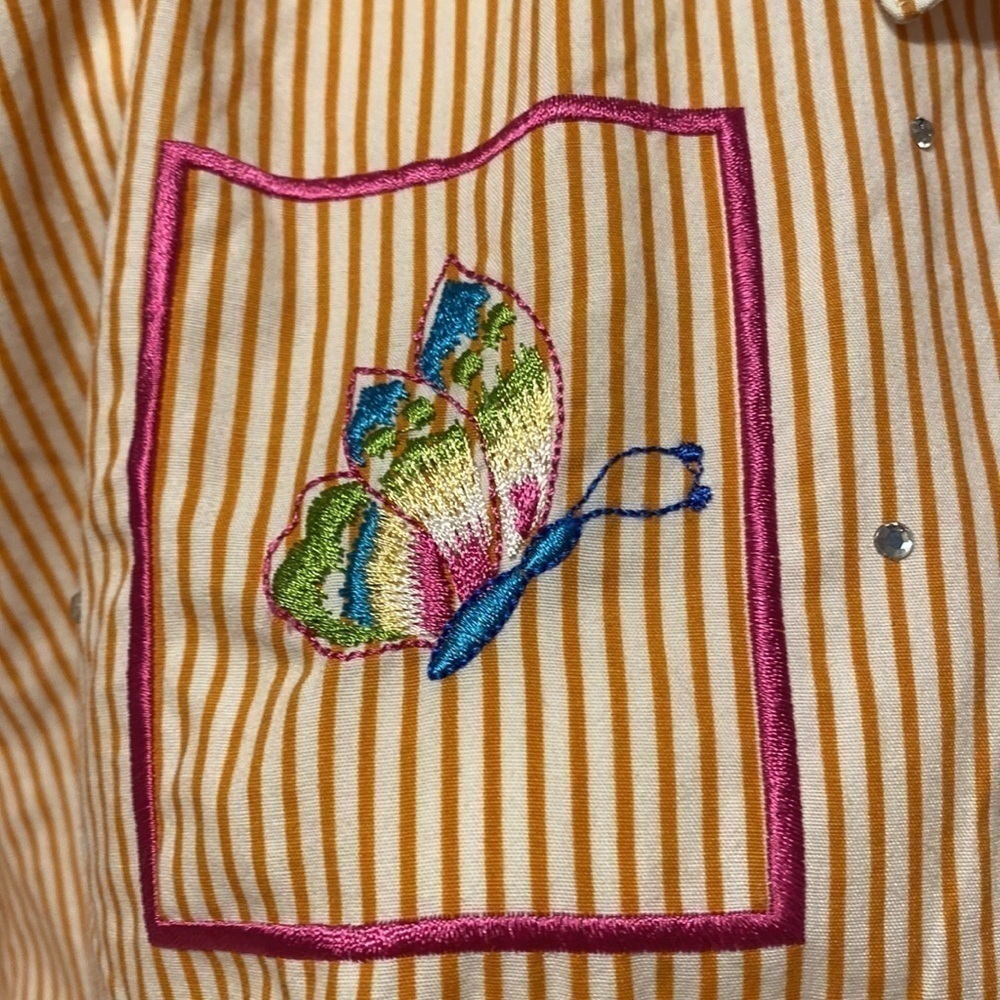 C Quacker Factory Short Sleeve Button Front Orang… - image 3